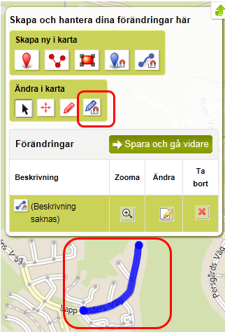 HANDLEDNING 18 (23) Den förändring som skapas omfattar bara den del av objektet du klickat på, inte hela gatunamnsobjektet.