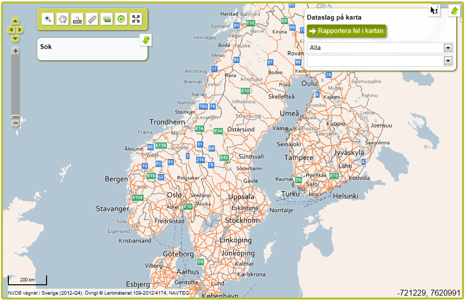 HANDLEDNING 4 (23) 4 Se Sveriges vägar på karta Här finns en karta som innehåller hela Norden.