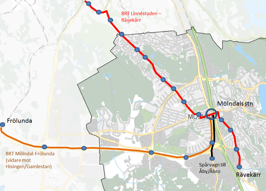 Samtliga stråk knyter an till Mölndals station och fyller en viktig funktion i att förstärka Mölndal som regional knutpunkt och fördela det regionala resandet i Göteborgsområdet.