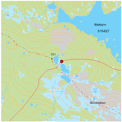 Storblaiken med tjärnar Koordinater: X: 7243794, Y: 1563274 Namn på Svalan: Norra Blaikfjällstjärnarna och Södra Blaikfjällstjärnarna Vad kan man se: Typiska fjällfåglar, t.