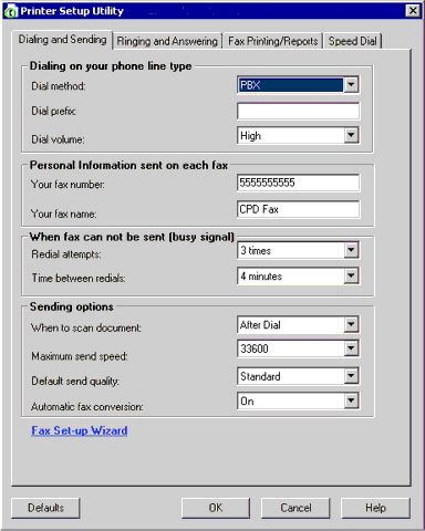 Anpassa faxinställningarna Anpassa inställningar med verktyget för faxinställningar Du kan justera faxinställningarna med verktyget för faxinställningar.
