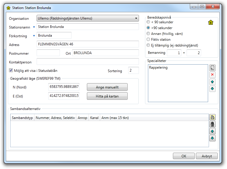 12.2. Station Du måste ange en förkortning för att stationen ska visas på olika ställen i LUPP t.ex. i Verksamhetsöversiktens resursträd.