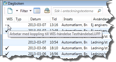 7.6.2. Status för publicering Det finns tre statusar som kan visas i kolumnen WIS i statuslistan.