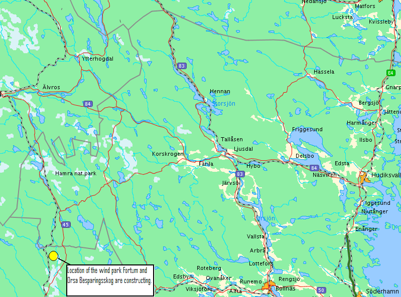 3.7.3 Vindpark in Orsa besparingsskog Fortum, which is one of the largest energy suppliers in Sweden, is constructing a wind park in Dalarna close to the border of Ljusdal s municipality.