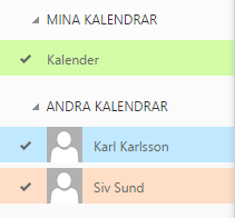 Dela kalendrar Öppna en kollegas kalender via mottagen e-post 1. Klicka på Lägg till kalender i mailet du har fått med delningsinbjudan 2. Bestäm om du vill Dela min kalender 3.