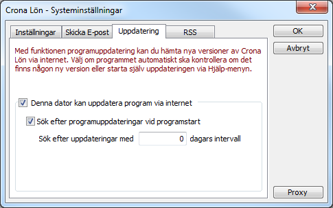 Koppla på automatuppdatering Supportdokument nr: LON0046 Har du en internetkoppling på den dator där löneprogrammet finns eller inom det nätverk som programmet verkar kan du sätta på funktionen