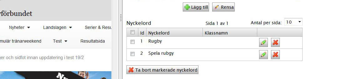 Ta bort nyckelord - Förbund För att ta bort ett tillagt nyckelord KRYSSA I RUTAN FRAMFÖR ORDET OCH KLICKA PÅ TA BORT MARKERADE NYCKELORD.