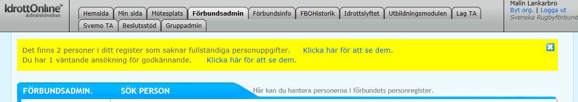 Du dirigeras då till söksida för personer i den valda organisationen. En organisationskarta visas till höger på sidan. KLICKA PÅ TILLBAKA FÖR ATT KOMMA TILLBAKA TILL DIN ORGANISATION.