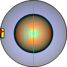 12 3. UTFÖRANDE AV SIMULERINGAR OCH EXPERIMENT (a) Sfär med radie 70mm omsluten av en 70mm tjock vattenbolus. (b) Sfär med radie 100mm omsluten av en 70mm tjock vattenbolus. Figur 3.