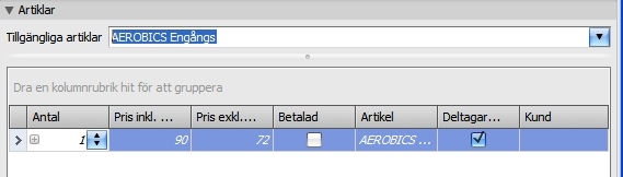 Markera den artikel som ska betalas i vänstra delen av fönstret och klicka på högerpilen för att lägga till den i det högra fönstret.