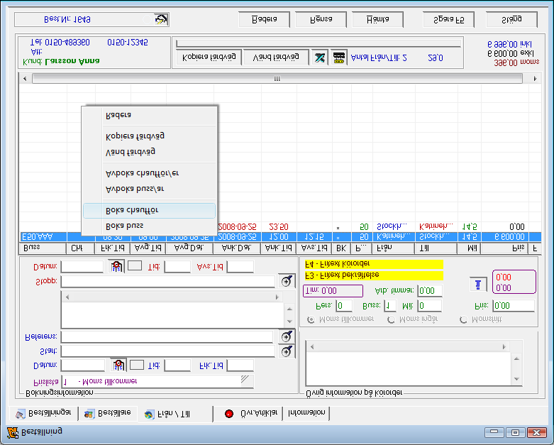 Boknings menyn BOKA CHAUFFÖR Det finns flera olika sätt att boka en chaufför. Grafikläget Antingen så högerklickar man på blocket och väljer Chaufförer och väljer chauffören där.