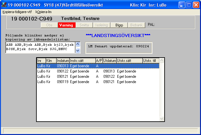 FUNKTION SIDA 30 (39) Separat ram visar när LM senast är uppdaterad för att påminna om att LM kan innehålla ändringar som inte ses i det äldre vårdtillfället.