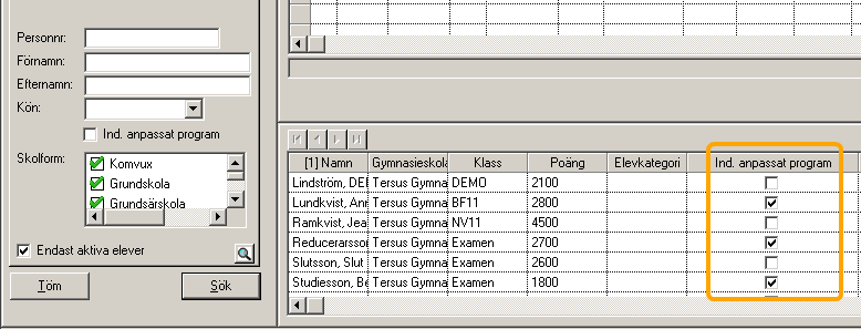 Det har även lagts till en ny kolumn Ind.