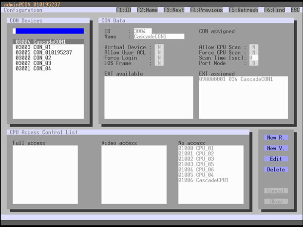 Hantering av CON Devices Om Enable Auto Config, sida 7, är aktiverad kommer den här fyllas med enskärms CON enheter. Välj en CON Device från listan och ge den ett beskrivande namn (Name).