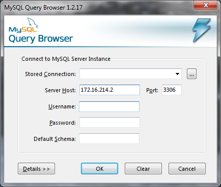 Starta MySQL Query Browser 1. Starta MySQL Query Browser genom att antingen välja i Startmenyn: 2. eller leta upp ikonen på skrivbordet för start av MySQL Query Browser och dubbelklicka på den. 3.