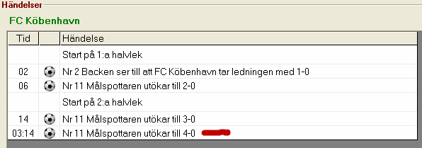 Sid 12 Nu ändrar ikonerna färg. Om du av misstag börjat registrera en händelse, kan du klicka på det röda krysset eller trycka ned F2 igen. Typ av händelse ska väljas från listan.