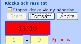 Sid 24 Du hoppar enklast med TAB-tangenten mellan de olika fälten. Tiden hämtas automatiskt från klockan. Antingen minuttal eller hela klockslaget (från fliken Inställningar). Spelarnummer ska anges.