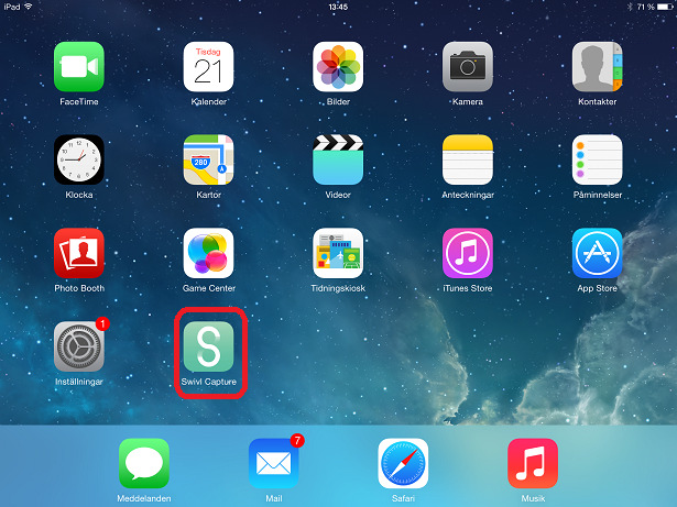 När du har hämtat och installerat Swivl Capture så finns ikonen på din skärm: Starta