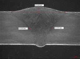 Omsmältning med forcetig Work angle (α) Brazing DC04, Coating Z100, Filler CuSi3Mn1 Ø1.