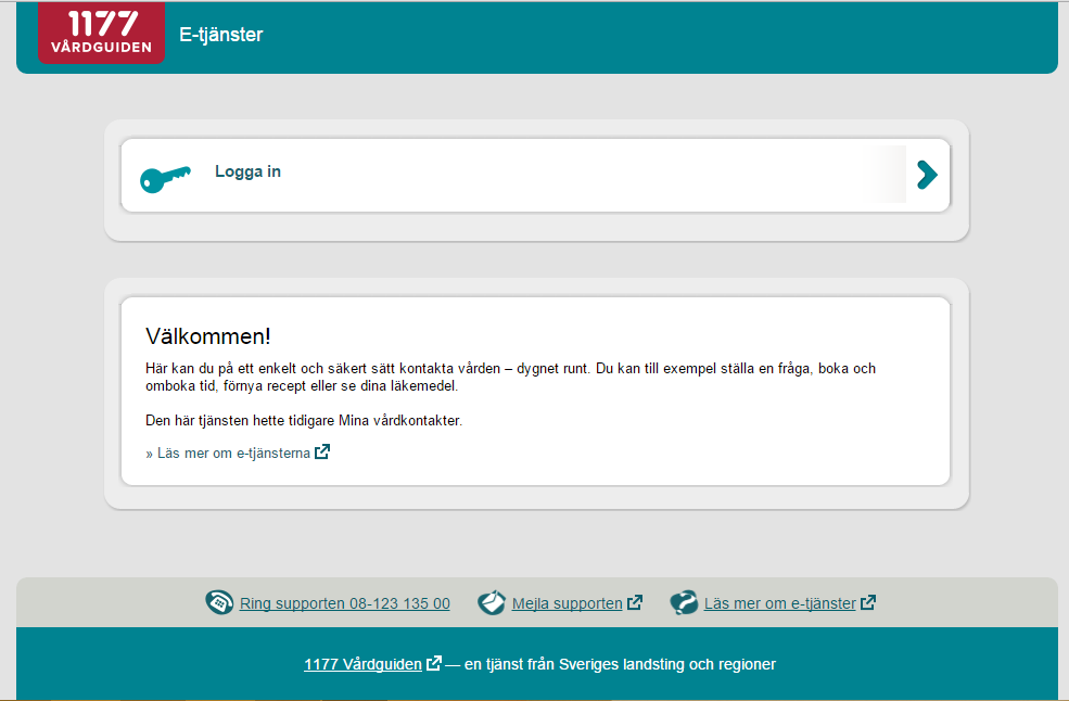 4. Inloggning till Stöd och behandling som Invånare Gå till 1177.