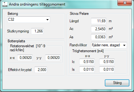 caeec102 Lastkombinering grundläggning Sidan 16(32) 3.2.1.2 Andra ordningens tilläggsmoment enligt Ec2 5.8.