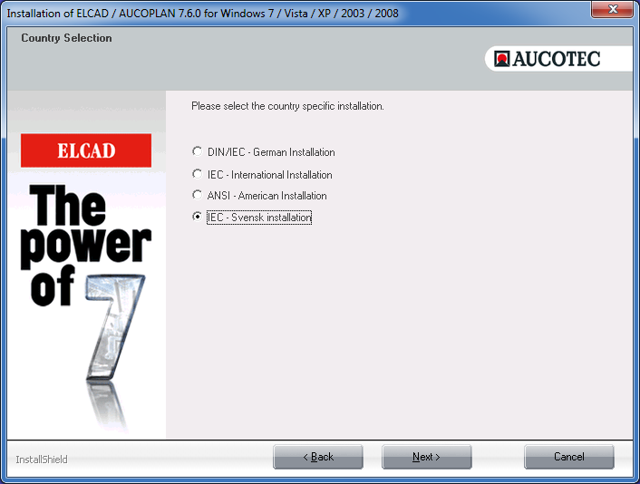 ELCAD Installationsguide 5 Steg 1: Kontroll av operativsystem Sätt i CDn med installationsprogrammet. Installationen startar med installationsprogrammet från AUCOTEC.