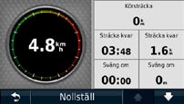 Använda kartsidorna Visa färddatorn Färddatorn anger aktuell fart och ger statistik om färden. Du visar trippinformationssidan genom att trycka på fältet Fart på kartan. Obs!