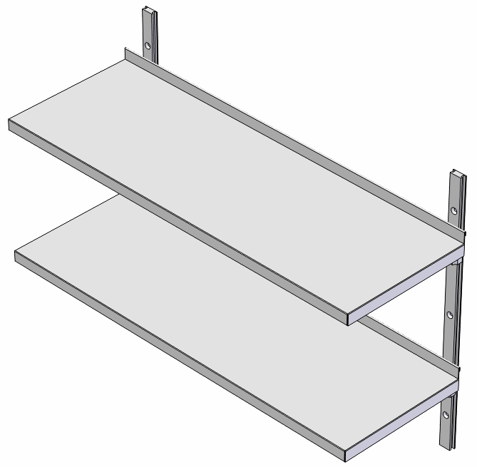 DUBBEL VÄGGHYLLA INKLUSIVE SKENOR & KONSOLER Produkt Typ Längd Antal Antal Pris, djup Pris, djup Pris, djup nr [mm] skenor konsoler 300 mm 400 mm 500 mm -30-40 -50 2304- RVHD-04-400 2 4 180 195 208