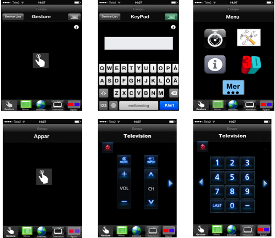 Applikationens förbättringar vi gjorde i första fasen var (se bild 7): Ändra ikoner och symboler som man förstår bättre t.ex internet. Användningen av appen som muspekaren blir tydligare.