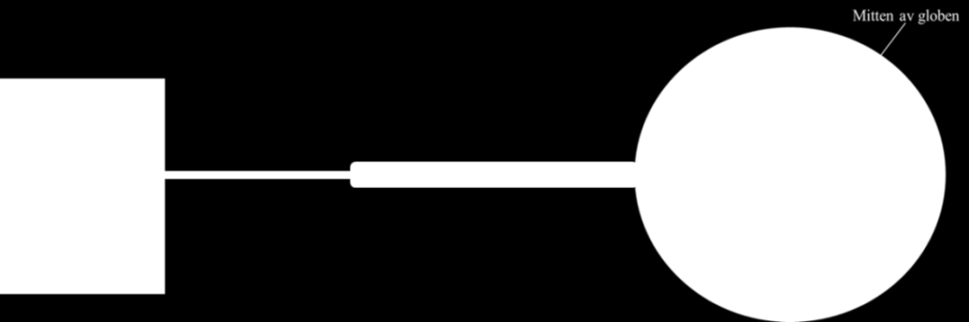 Den ena kopplas till loggern och den andra änden förs igenom ett rör som kopplas fast till det svartfärgade plastklotet, som har radien 98 mm.