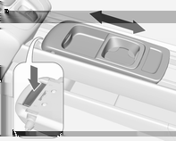60 Förvaring Avtagbar mugghållare En mugghållare kan fästas antingen i den övre eller nedre styrskenan i konsolen fram. Armstöd 3 38.