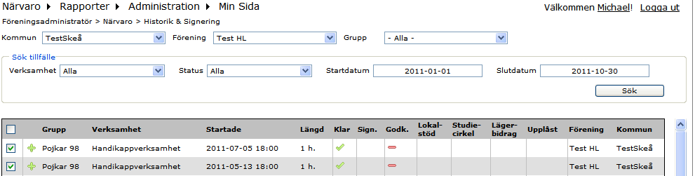 6. Genom att klicka på plus-ikonen till vänster i listan, visas alla deltagare i gruppen. Klicka på OK-knappen för att återgå till den första listan. 7.