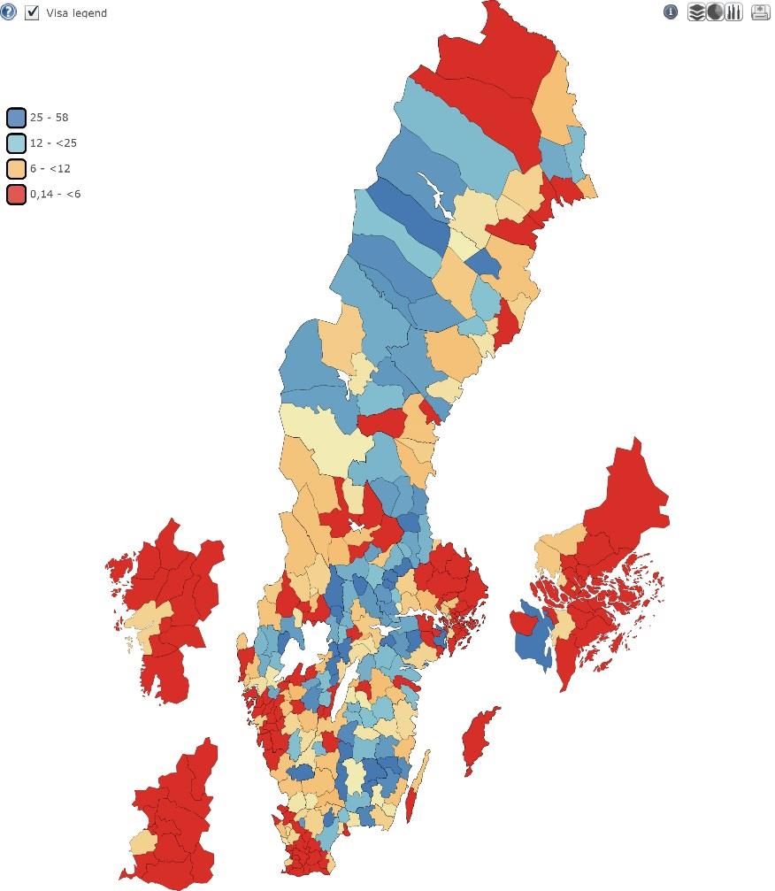 Koppling mellan asylsökande och mottagande i kommunen och regionen exempel på kommuner med både högt mottagande och asylsökande per capita.