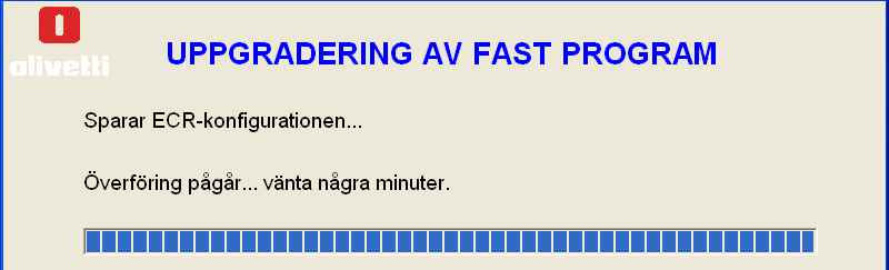 4. Tryck på Ja för att fortsätta. Proceduren sparar först och främst den aktuella konfigurationen för det anslutna kassaregistret. 5.