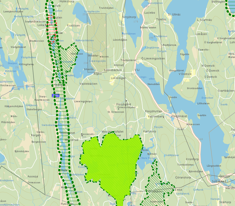 Riksintressen Inga riksintressen finns inom etableringsområdet. Närmaste riksintresse finns 0,7 km söder om Orrmosshöjden som består av naturreservat med ett Natura 2000 skyddsområde.