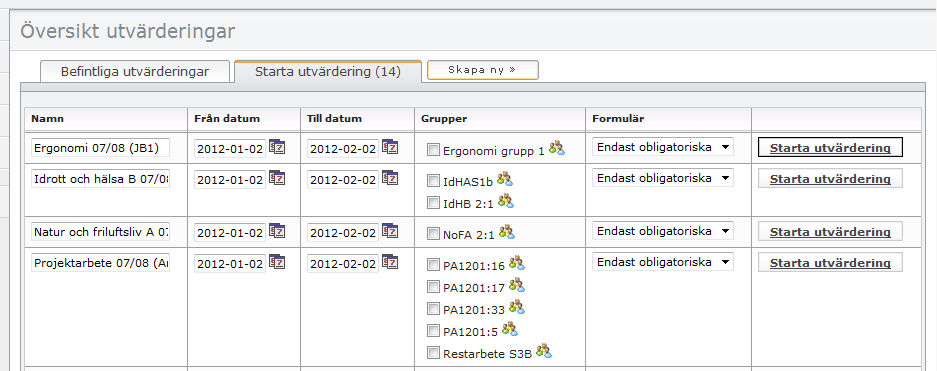 Starta kursutvärdering I början av terminen eller inför en utvärderingsperiod får vi en schemafil från skolan.