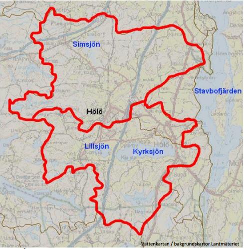 Figur 2. Överst Skillebyåns avrinningsområde, nederst Åbyåns avrinningsområde. (Petersson 2012, Bakgrundskarta Lantmäteriet Gävle 2012.