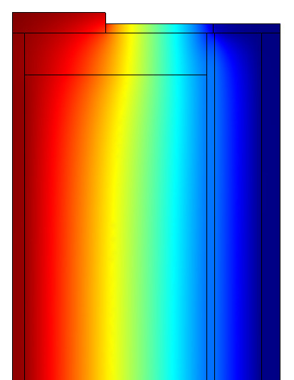 2.2.8 8. Anslutning mellan yttertak och yttervägg ψcomsol.8 = 0,158 W/mK ψförenklad.metod.8 = 0.230 W/mK 77 Figur 34 Temperaturfördelning, köldbrygga 8 2.2.9 9. Anslutning fönsterkarm ψcomsol.