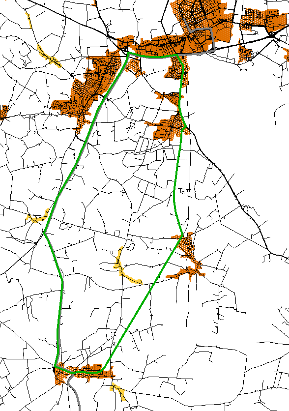 20 Figur 4-2. Möjliga körvägar Everöd Kristianstad, markerade i grönt. Sett ur ett restidsalternativ är dessa varianter likvärdiga trots att körvägen är något kortare för banvallsalternativet.