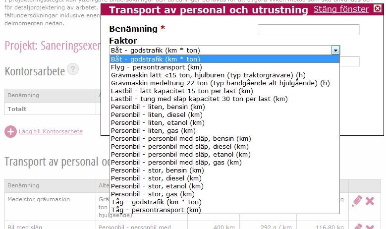 Figur 4. Inmatningssidorna har knappar för att lägga in data. Figur 5.