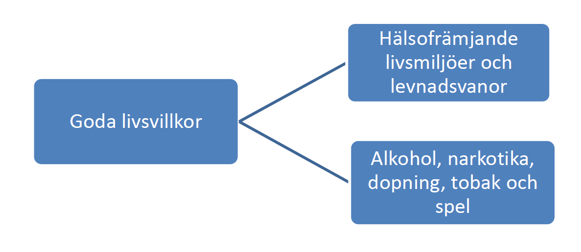 I Folkhälsopolitiskt rapport 2010 har de elva målområdena delats in i tre strategiska områden med syfte att ge regeringen, landsting/ region och kommuner en överblick över hur folkhälsan har