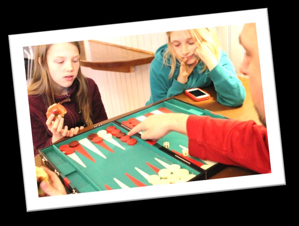 Backgammon är ett bra och roligt sällskapsspel som är jätte lätt att lära sig. Skulle du vilja lära dig spela så är det bra att fråga Istvan i personlen som är en riktig hejare på det.