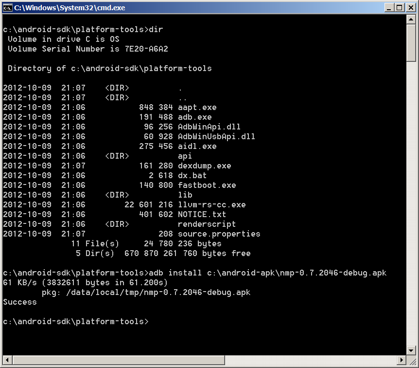 Installera APK i ditt AVD Installation sker med hjälp av
