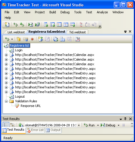 Belastningstester med Visual Studio 2008 - Web tester Initiering och avslut