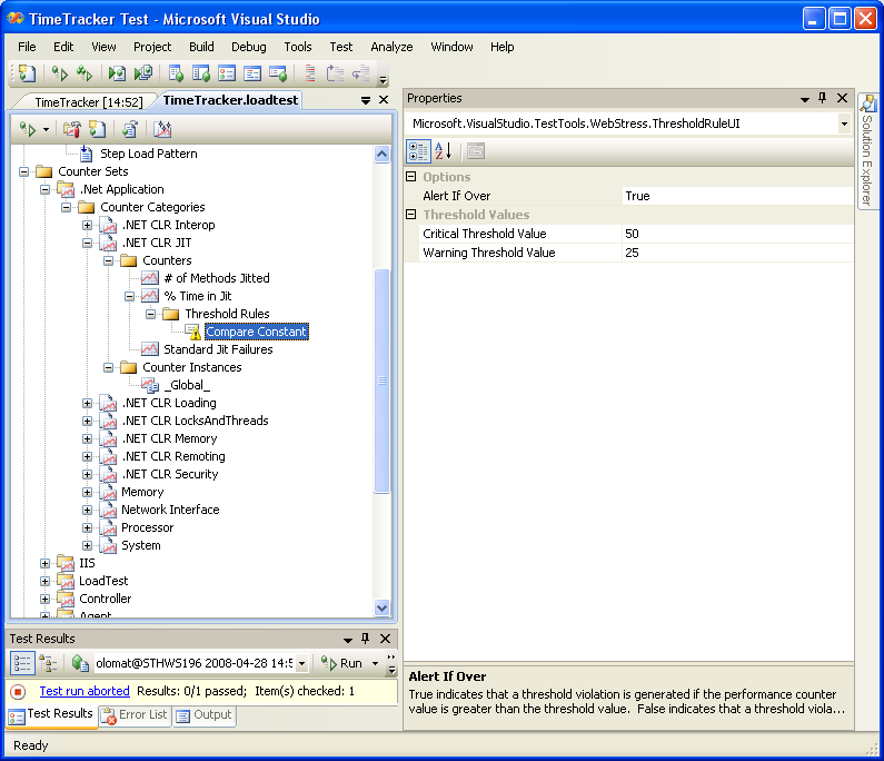 Belastningstester med Visual Studio 2008 - Belastningstester Counter sets VSTEST har inbyggd datainsamling för