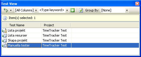 Belastningstester med Visual Studio 2008 - Gränssnittet Test View Ger en enkel vy över de
