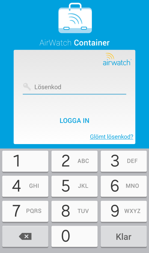 GUIDE TES-MOBIL 15 Väl tillbaka i Airwatch Container kan ni lämna appen genom att trycka på huset.