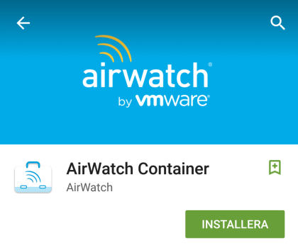 4 DE TES-MOBIL Första alternativet ska vara den korrekta appen, om inte, skrolla i listan av förslag. (Appen heter Airwatch Container).