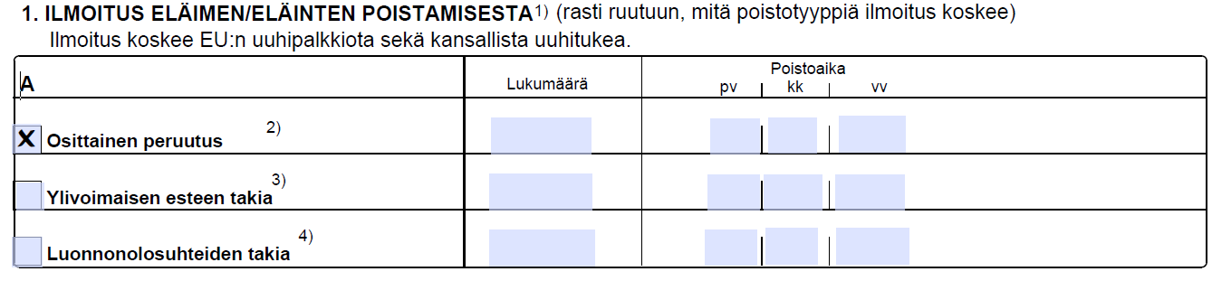 3 Anmälan om avlägsnande av djur/ändrad djurhållningsplats under djurhållningsperioden(blnr 124) Anmälan om avlägsnande av djur och ändring av djurhållningsplats kan göras i elektronisk stödansökan