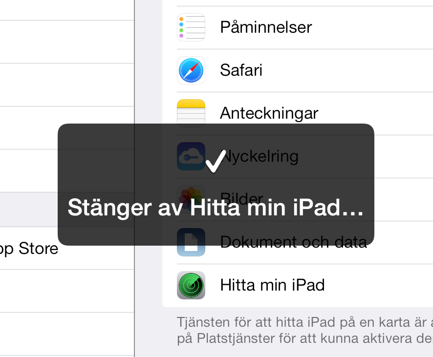 Stäng av Hitta min ipad 3/6 4.